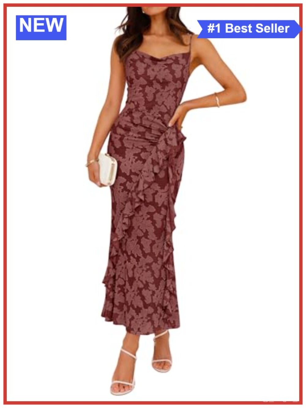 Women's Floral Sleeveless Bodycon Maxi Dress Square Neck Ruched Party